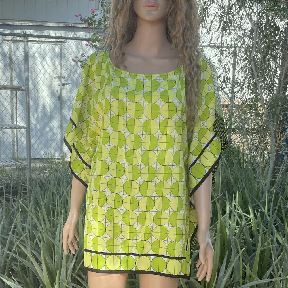 Michael Kors Green Modern Print Scarf Top Size Large